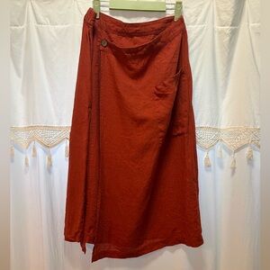 Grae Cove faux-wrap linen skirt